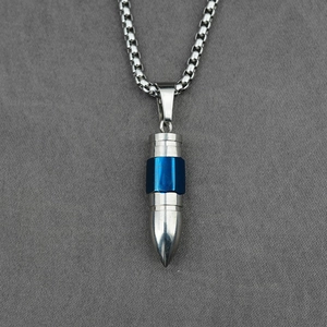 Titanium Steel Bullet Pendant Necklace For Men Women Cremation Urn Keepsake Perfume Bottle Pendant Memorial Jewelry