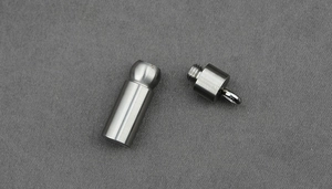 Detailed macro view of the precision stainless steel cylinder pendant with screw top