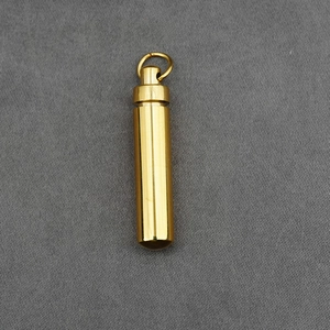 Polished gold cylinder cremation urn necklace pendant made of premium titanium steel