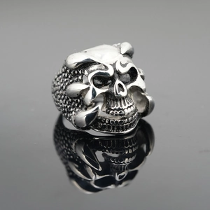 Heren punk schedel ring van vintage roestvrij staal met gespiegelde reflectie