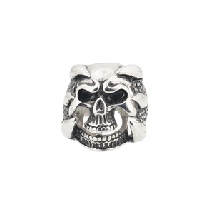 Gothic schedel ring voor heren van roestvrij staal met een vintage zilveren afwerking