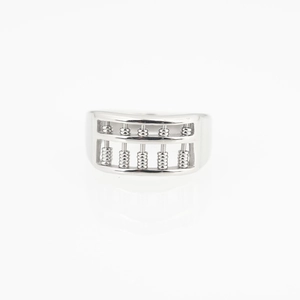 Polished titanium steel abacus ring featuring movable beads for men and women