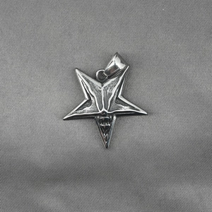 Vintage gothic pentagram skull pendant in oxidized stainless steel for men's necklace
