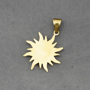 Vintage gold sunburst pendant necklace in 316L stainless steel for men and women