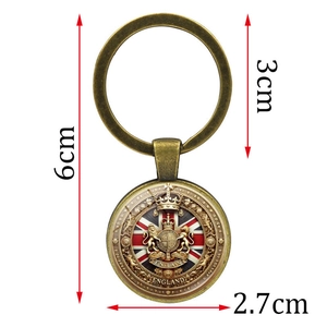 British Royal Coat of Arms keychain with England crest and vintage bronze metal ring