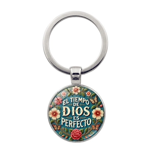 Le Temps De Dieu Est Parfait Citation Espagnole Porte-cles Vintage Fleur Papillon Alliage De Zinc Cabochon En Verre Pendentif Sac