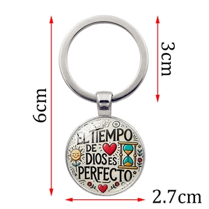 Llavero con versículo bíblico en español El tiempo de Dios es perfecto de metal 6cm