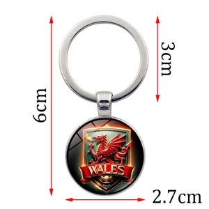 Schlüsselanhänger mit walisischem roten Drachen und Maßen von 6cm Gesamtlänge