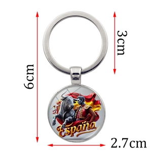Spanish matador metal keychain with bullfight emblem and España flag design