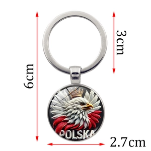 Porte-clés aigle héraldique de la Pologne avec texte Polska en alliage et verre