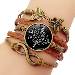 Boho Mehrlagig Geflochten Armband Damen Vintage Legierung Schmetterling Unendlichkeits Symbol Glas Schmuck Geschenk