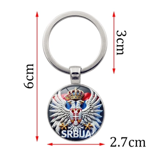 Serbia coat of arms metal keychain with double-headed eagle emblem and 6cm total length