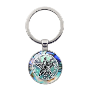 Mystic Tetragrammaton Pentagram Metal Keychain Iridescent Star Pendant Key Ring For Car Bag Accessories Zinc Alloy Jewelry