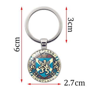 Vintage Scotland royal crest metal keychain with St Andrew's Cross and red lion emblem