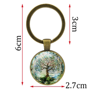 Tree of Life bronze keychain with colorful art pendant for cars and bags accessory