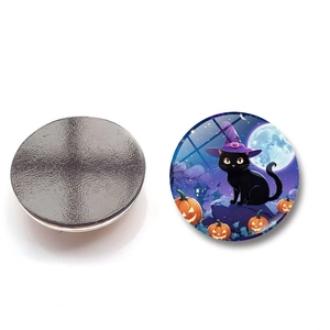 Halloween black cat and pumpkin 25mm glass fridge magnets for home decor set