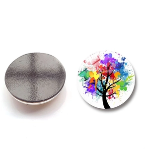 Front and back view of 30mm Tree of Life crystal glass fridge magnet with magnetic back