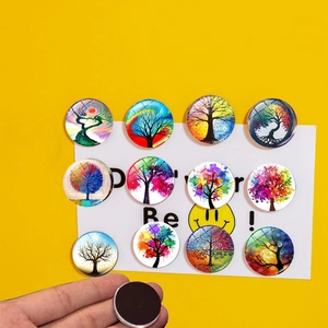 Tree Of Life Glass Fridge Magnet Refrigerator Magnetic Sticker Round Art Design For Home Office Whiteboard Kitchen Decor