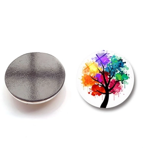 30mm Tree of Life crystal glass fridge magnets with colorful watercolor design and magnetic back