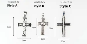 Detailed size and weight comparison for three distinct vintage silver cross pendants