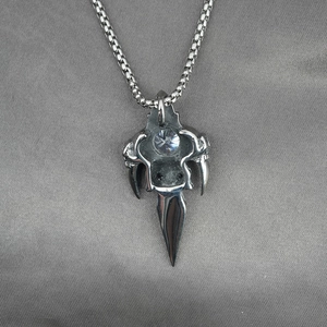 Gothic skull beast pendant necklace with sparkling white zircon in durable stainless steel