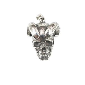 Gothic goat skull pendant necklace in retro stainless steel with vintage finish