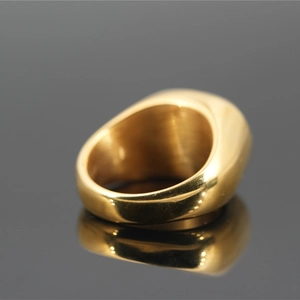 Polished gold tiger eye inspired vintage titanium steel ring for men and women