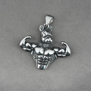 Pendaglio fitness bulldog vintage in acciaio inossidabile lucido per collana uomo