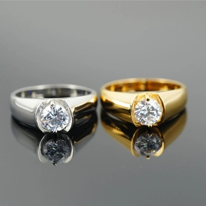 Titanium Steel Rhinestone Wedding Band For Men Women Unisex Minimalist Polished Round Gemstone Ring Bridal Jewelry Gift