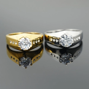 Anillo de Acero Inoxidable Vintage para Hombre con Strass Banda de Boda Clásica Joyería de Lujo Minimalista Regalo para Él