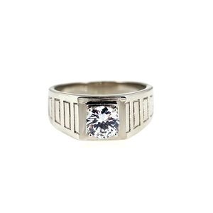 Bague de mariage classique en acier titane pour homme avec texture géométrique et gemme