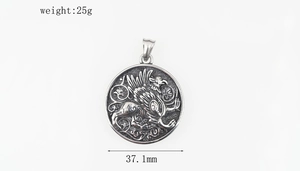 Macro view of vintage griffin relief pendant with 37.1mm diameter and 25g weight