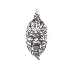 Vintage Sun Wukong stainless steel pendant necklace with detailed monkey king engraving