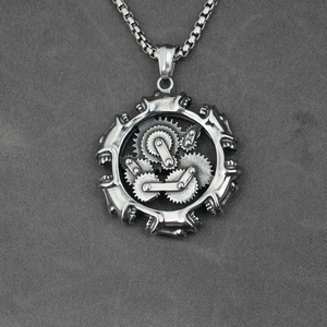 Steampunk Mechanical Gear Engine Pendant Necklace Titanium Steel Men Vintage Industrial Hip Hop Jewelry Men Gothic Necklace