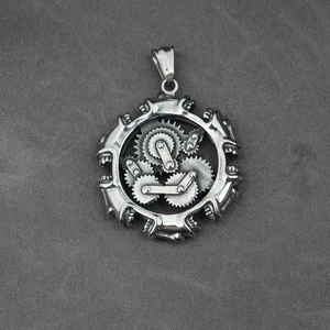 Steampunk gear wheel pendant necklace in stainless steel style for men fashion