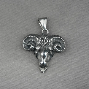 Gothic goat head pendant necklace in vintage silver stainless steel for men and women