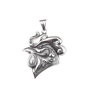 Titanium steel rooster pendant necklace with vintage oxidized finish for men and women