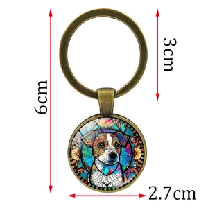 Porte-clés pendentif chien coloré avec anneau en bronze pour sacs de voiture et cadeaux