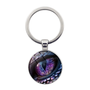 Mysterious Dragon Eye Keychain Pendant Metal Zinc Alloy Glass Cabochon Keychain For Car Bag Decoration Fantasy Gifts