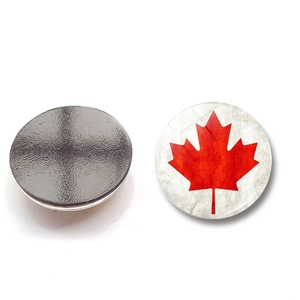 Imán de nevera 25mm bandera Canadá con cristal de vidrio y parte trasera magnética