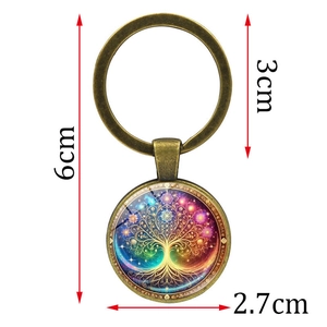 Tree of Life mandala keychain in vintage bronze finish with 2.7cm pendant diameter
