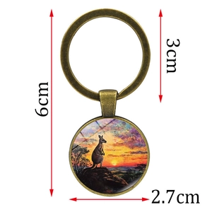 Kangaroo silhouette sunset keychain in antique bronze finish with 6cm total length