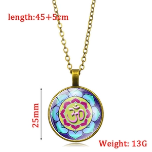 Spécifications de taille pour collier pendentif Om mandala avec chaîne en bronze
