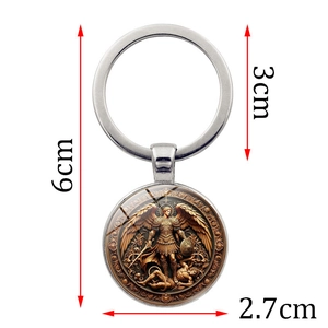 Portachiavi Arcangelo San Michele con ciondolo in bronzo e dimensioni del prodotto