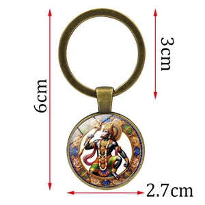 Porte-clés vintage Hanuman en alliage de zinc bronze avec longueur totale 6cm