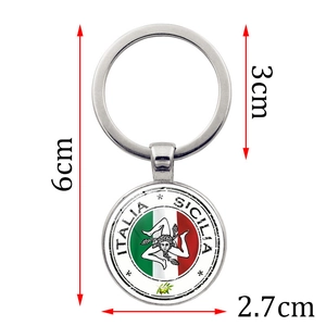 Sicily Trinacria metal keychain with Italian flag colors and Sicilia engraving