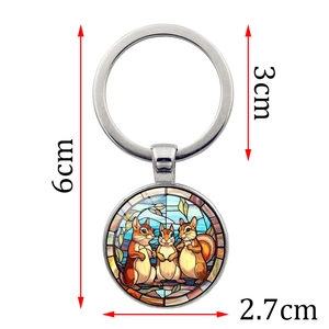 Kreativer Eichhörnchen Schlüsselanhänger aus Metall und Glas mit 6cm Gesamtlänge und 3cm Ring