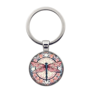 Vintage Stained Glass Dragonfly Keychain Alloy Metal Key Ring Artistic Pendant For Men Women Daily Accessory Jewelry Gift