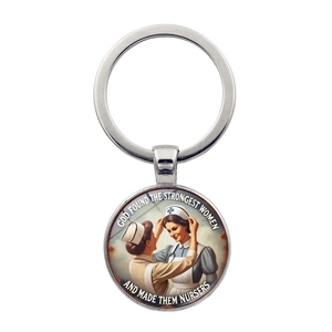 Porte-clés Vintage Hommage Infirmière Alliage Verre Pendentif Rond Texte Inspirant Rétro Infirmière Cadeau Bijoux Femme