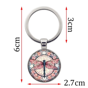 Vintage dragonfly glass dome keychain with dimensions 6cm length and 2.7cm pendant